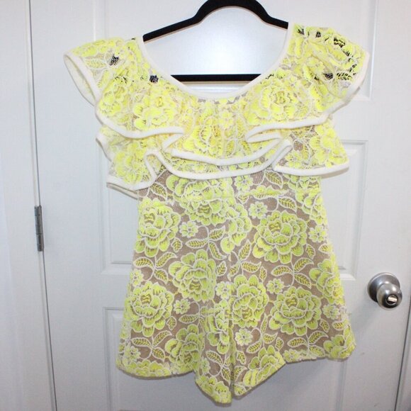 Alexis Yellow Floral Lace Romper - Picture 3 of 3